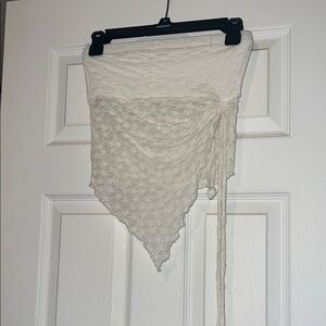 Electric Family White Textured Crop Top